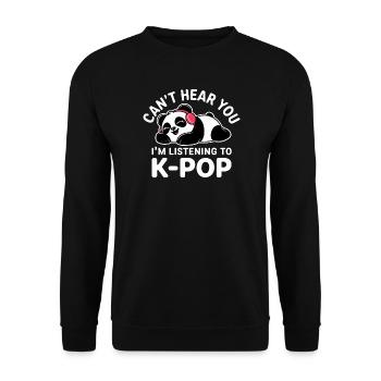 Panda mignon écoutant de la K-pop - Sweat-shirt Unisexe - noir - Devant - Alina (178cm) & Michal (187cm)
