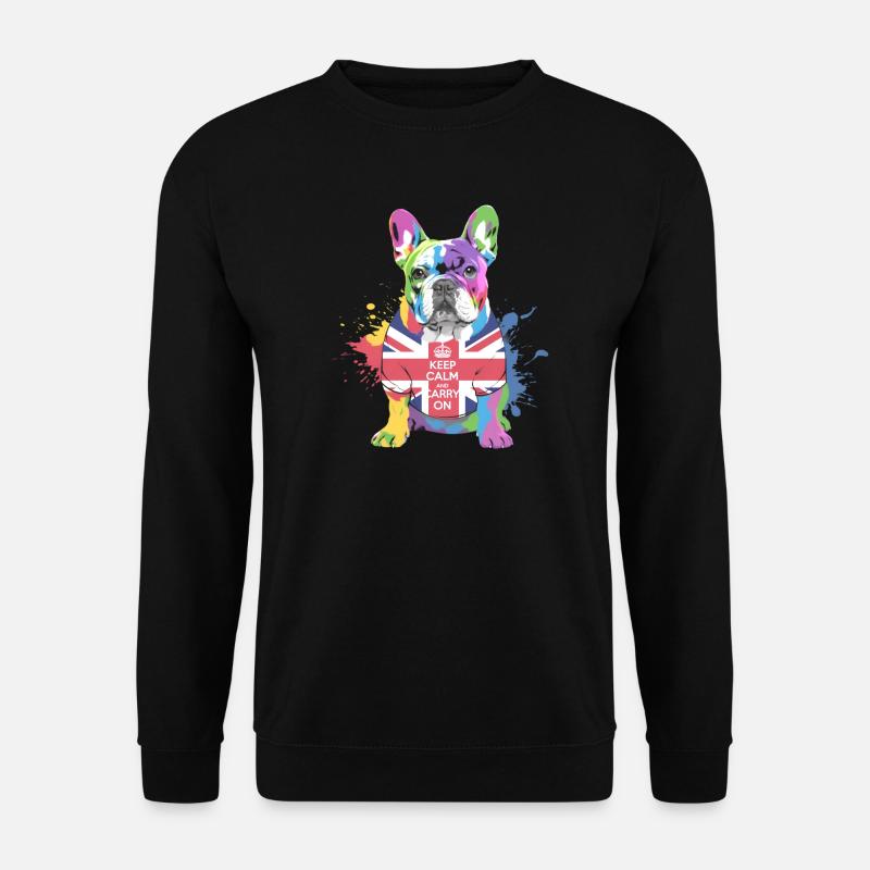 Regenbogen Bulldogge Union Jack - Unisex Pullover - Schwarz
