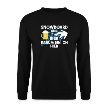 Snowboard und Bier darum bin ich hier - Unisex Pullover - Schwarz - Vorne - Alina (178cm) & Michal (187cm)