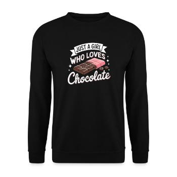 Nur ein Mädchen, das Schokolade liebt - Unisex Pullover - Schwarz - Vorne - Alina (178cm) & Michal (187cm)