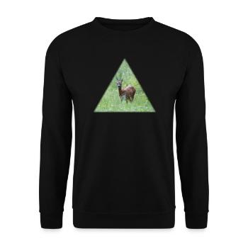 Deer in the tall grass - Unisex Sweatshirt - black - Front - Alina (178cm) & Michal (187cm)