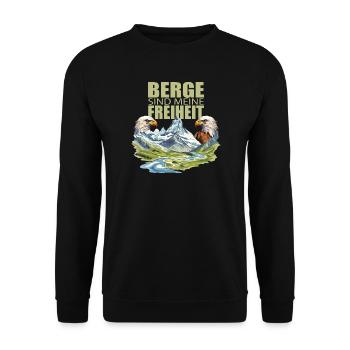 Berge sind meine Freiheit - Unisex Pullover - Schwarz - Vorne - Alina (178cm) & Michal (187cm)