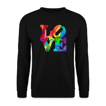 Rainbow Graffiti LOVE Burst - Unisex Sweatshirt - black - Front - Alina (178cm) & Michal (187cm)