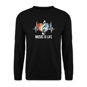 Music is Life clef outfit music fans and - Unisex Sweatshirt - black - Front - Alina (178cm) & Michal (187cm)