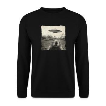 Marmottes et OVNI – Drôle de design vintage - Sweat-shirt Unisexe - noir - Devant - Alina (178cm) & Michal (187cm)