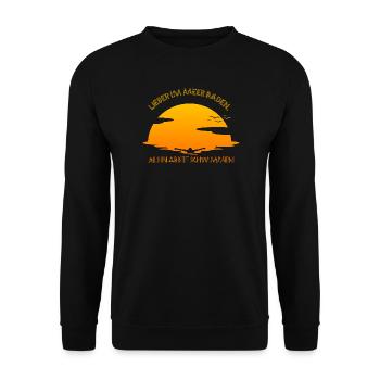 Lieber im Meer baden als in Arbeit schwimmen - Unisex Pullover - Schwarz - Vorne - Alina (178cm) & Michal (187cm)