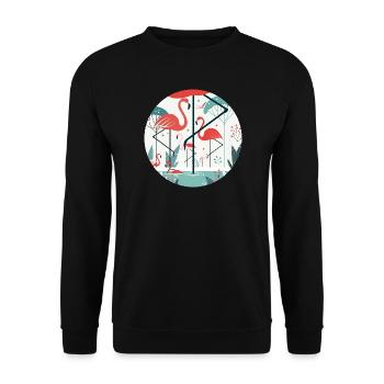 Flamingo Illustration in Tropical Environment - Unisex Sweatshirt - black - Front - Alina (178cm) & Michal (187cm)