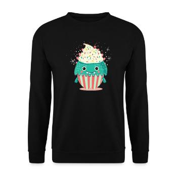 Cute Cupcake Monster – Cute and Playful - Unisex Sweatshirt - black - Front - Alina (178cm) & Michal (187cm)