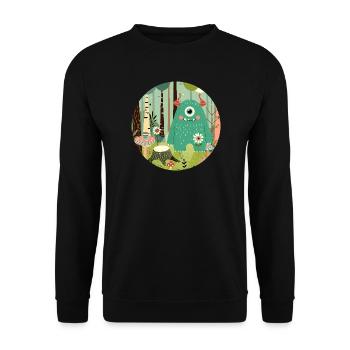 Cute monster in the magical forest - Unisex Sweatshirt - black - Front - Alina (178cm) & Michal (187cm)