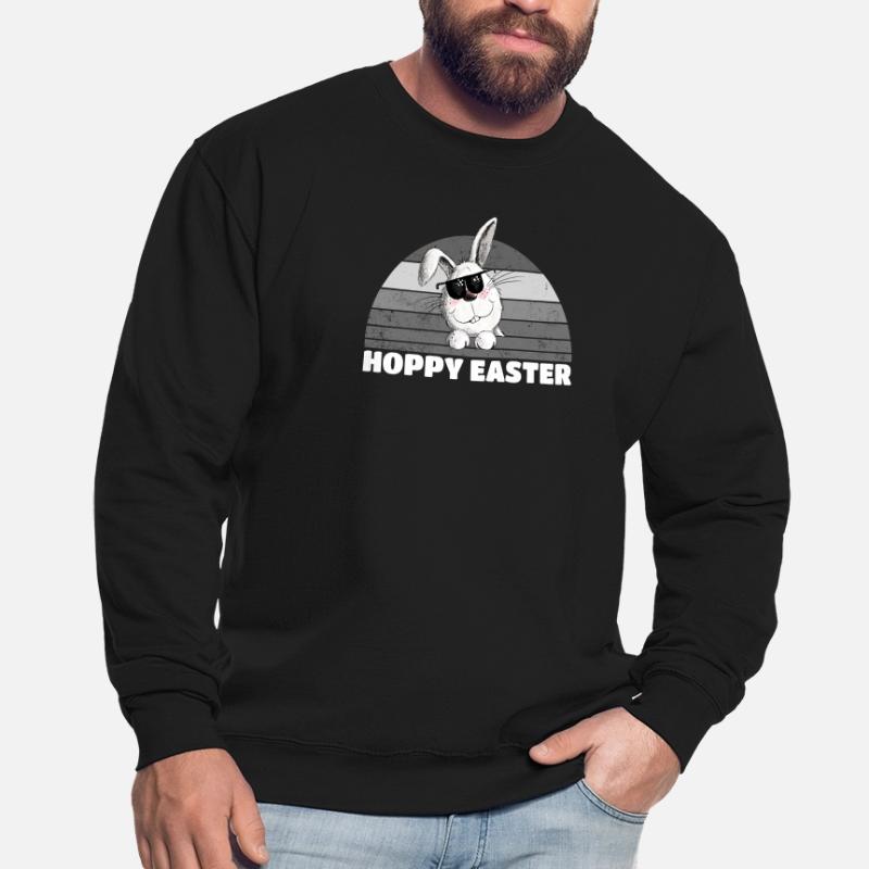 Retro Hoppy Easter Cool Easter Bunny Easter Saying Unisex Sweatshirt