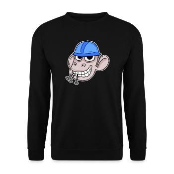 Monkey Construction Site Construction Worker - Unisex Sweatshirt - black - Front - Alina (178cm) & Michal (187cm)