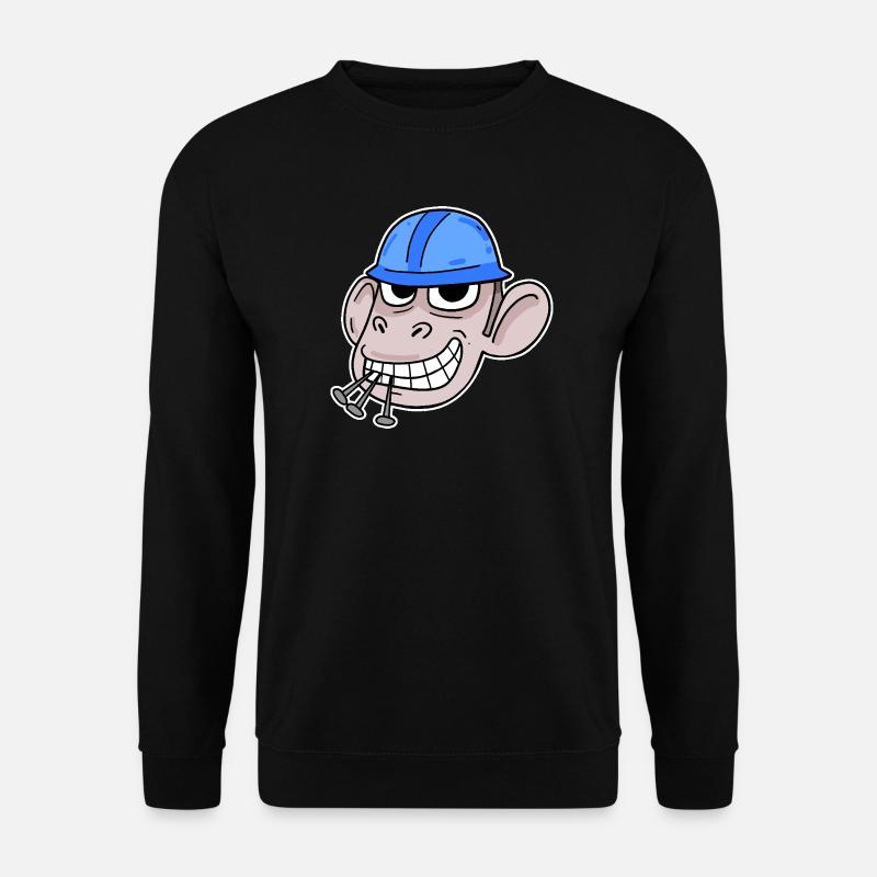 Affe Baustelle Bauarbeiter - Unisex Pullover - Schwarz