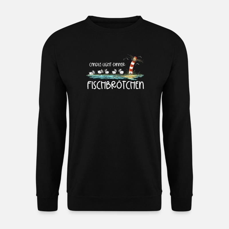 Candle Light Dinner Fischbrötchen Meer Spruch - Unisex Pullover - Schwarz