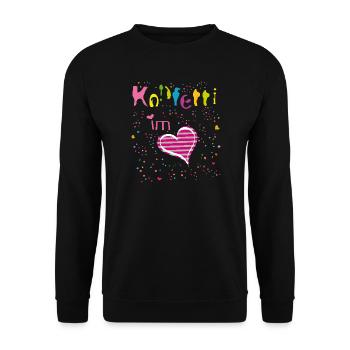Konfetti im Herzen - Unisex Pullover - Schwarz - Vorne - Alina (178cm) & Michal (187cm)