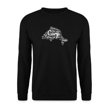 Carp Fishing - Carp-Shaped White Words - Unisex Sweatshirt - black - Front - Alina (178cm) & Michal (187cm)