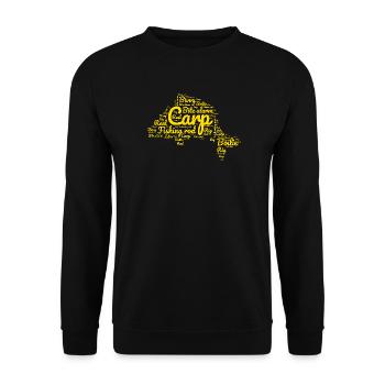 Carp Fishing - Carp-Shaped Yellow Words - Unisex Sweatshirt - black - Front - Alina (178cm) & Michal (187cm)