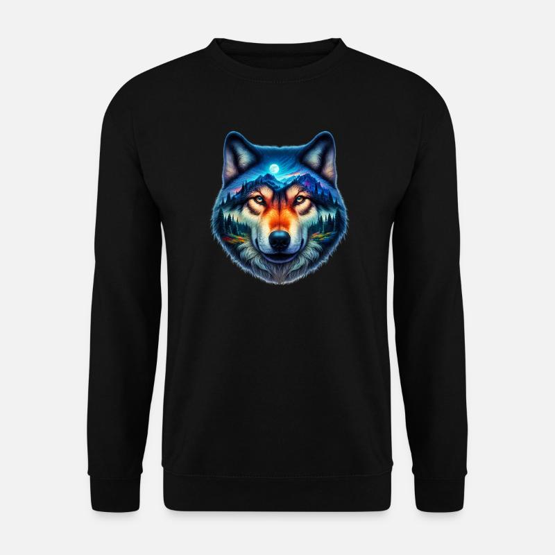 Wolf - Unisex Pullover - Schwarz