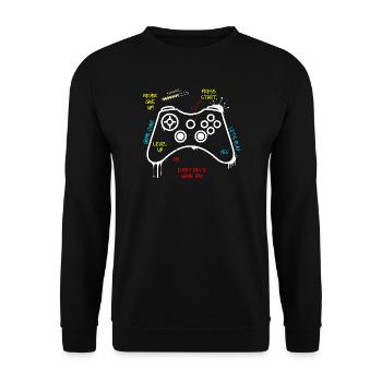 Gamer Controller Graffiti - Unisex Pullover - Schwarz - Vorne - Alina (178cm) & Michal (187cm)