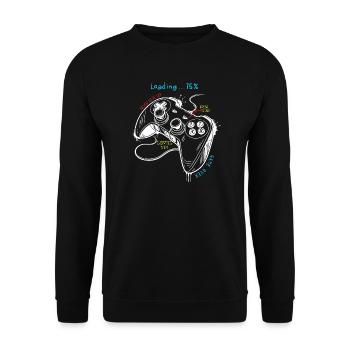 Controller-Kunst im Retro-Gaming-Stil - Unisex Pullover - Schwarz - Vorne - Alina (178cm) & Michal (187cm)