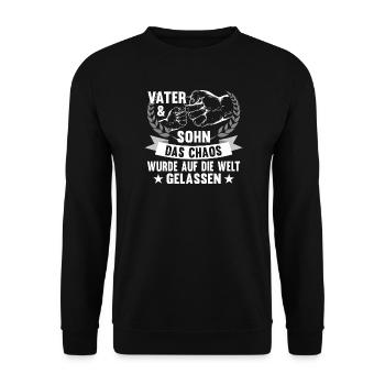 Vater und Sohn Chaos - Unisex Pullover - Schwarz - Vorne - Alina (178cm) & Michal (187cm)