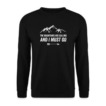 Die Berge rufen und ich muss gehen - Unisex Pullover - Schwarz - Vorne - Alina (178cm) & Michal (187cm)