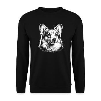 Corgi Portrait - Photorealistic in Black and White - Unisex Sweatshirt - black - Front - Alina (178cm) & Michal (187cm)