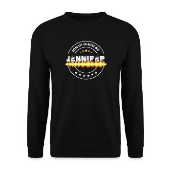 Keine ist so heiss wie Jennifer - Unisex Pullover - Schwarz - Vorne - Alina (178cm) & Michal (187cm)
