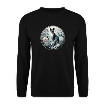 Princesse Sphynx chat parmi les fleurs - Sweat-shirt Unisexe - noir - Devant - Alina (178cm) & Michal (187cm)