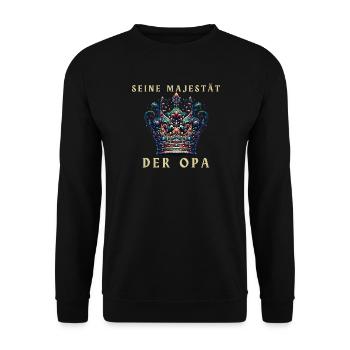 Seine Majestät der Opa Krone - Unisex Pullover - Schwarz - Vorne - Alina (178cm) & Michal (187cm)