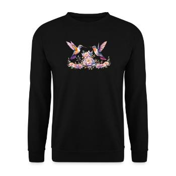 Aquarelle de colibri et de fleurs - Sweat-shirt Unisexe - noir - Devant - Alina (178cm) & Michal (187cm)
