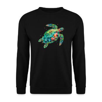 Colorful Water Turtle – Colorful Sea Design - Unisex Sweatshirt - black - Front - Alina (178cm) & Michal (187cm)
