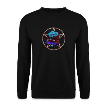 Sternpentagramm mit Kräuterbuch zugeschlagen - Unisex Pullover - Schwarz - Vorne - Alina (178cm) & Michal (187cm)