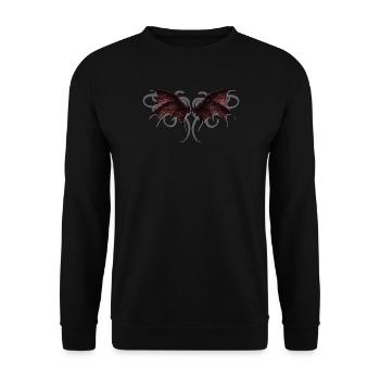 Burgunder Fledermausflügel - Unisex Pullover - Schwarz - Vorne - Alina (178cm) & Michal (187cm)