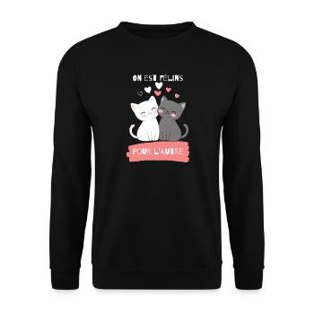 Félins amoureux pour l'autre - Sweat-shirt Unisexe - noir - Devant - Alina (178cm) & Michal (187cm)