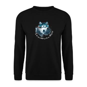Schlittenhund - Unisex Pullover - Schwarz - Vorne - Alina (178cm) & Michal (187cm)