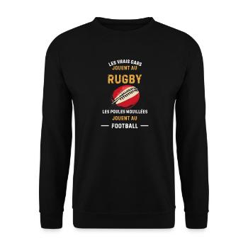 Vrais Gars Rugby Foot - Sweat-shirt Unisexe - noir - Devant - Alina (178cm) & Michal (187cm)