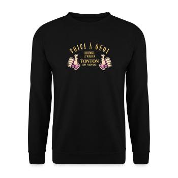 Voici à quoi ressemble le meilleur tonton - Sweat-shirt Unisexe - noir - Devant - Alina (178cm) & Michal (187cm)