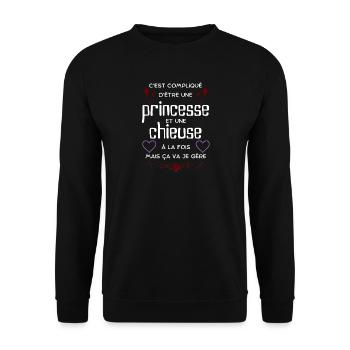 Princesse et chieuse: ça va, je gère - Sweat-shirt Unisexe - noir - Devant - Alina (178cm) & Michal (187cm)