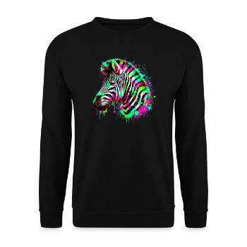 Zebra - Unisex Pullover - Schwarz - Vorne - Alina (178cm) & Michal (187cm)