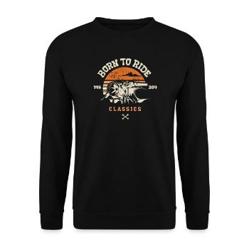 Born to Ride – Vintage Motorcycle Retro Biker Logo - Unisex Sweatshirt - black - Front - Alina (178cm) & Michal (187cm)