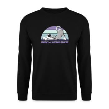 Wolf Yoga Howl-Laxing Pose - Unisex Sweatshirt - black - Front - Alina (178cm) & Michal (187cm)