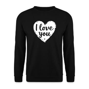 I Love You, White - Unisex Sweatshirt - black - Front - Alina (178cm) & Michal (187cm)
