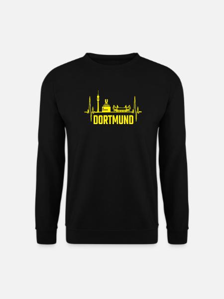 Dortmund Skyline Silhouette Heartbeat Herzschlag - Unisex Pullover - Schwarz