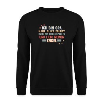 Ich bin Opa und liebe meinen Enkel - Unisex Pullover - Schwarz - Vorne - Alina (178cm) & Michal (187cm)