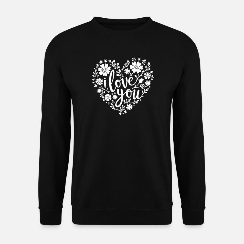Ich liebe dich, Weiß - Unisex Pullover - Schwarz