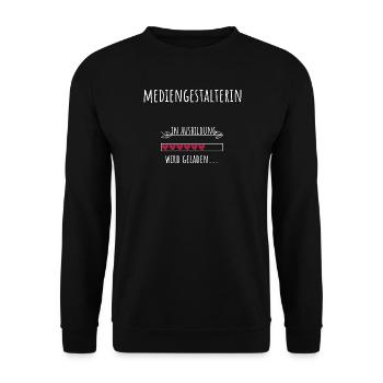 Mediengestalterin Ausbildung Beruf Geschenk - Unisex Pullover - Schwarz - Vorne - Alina (178cm) & Michal (187cm)