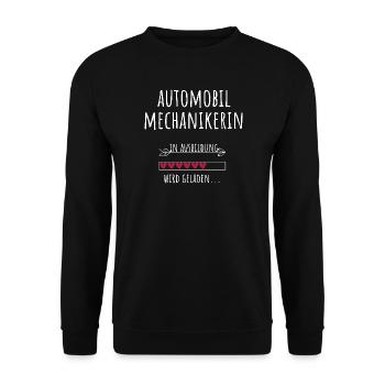 Automobilmechanikerin Ausbildung Beruf Geschenk - Unisex Pullover - Schwarz - Vorne - Alina (178cm) & Michal (187cm)