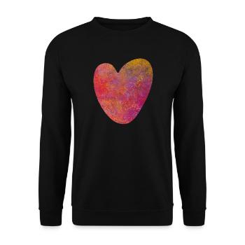 Herz Struktur Farbe Liebe Hochzeit Valentinstag - Unisex Pullover - Schwarz - Vorne - Alina (178cm) & Michal (187cm)