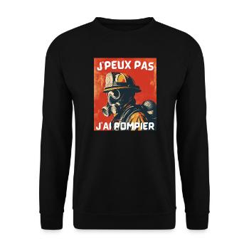 Pompier masqué – J'peux pas - Sweat-shirt Unisexe - noir - Devant - Alina (178cm) & Michal (187cm)