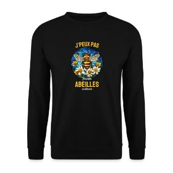 J'peux pas j'ai des abeilles – Vitrail Floral - Sweat-shirt Unisexe - noir - Devant - Alina (178cm) & Michal (187cm)